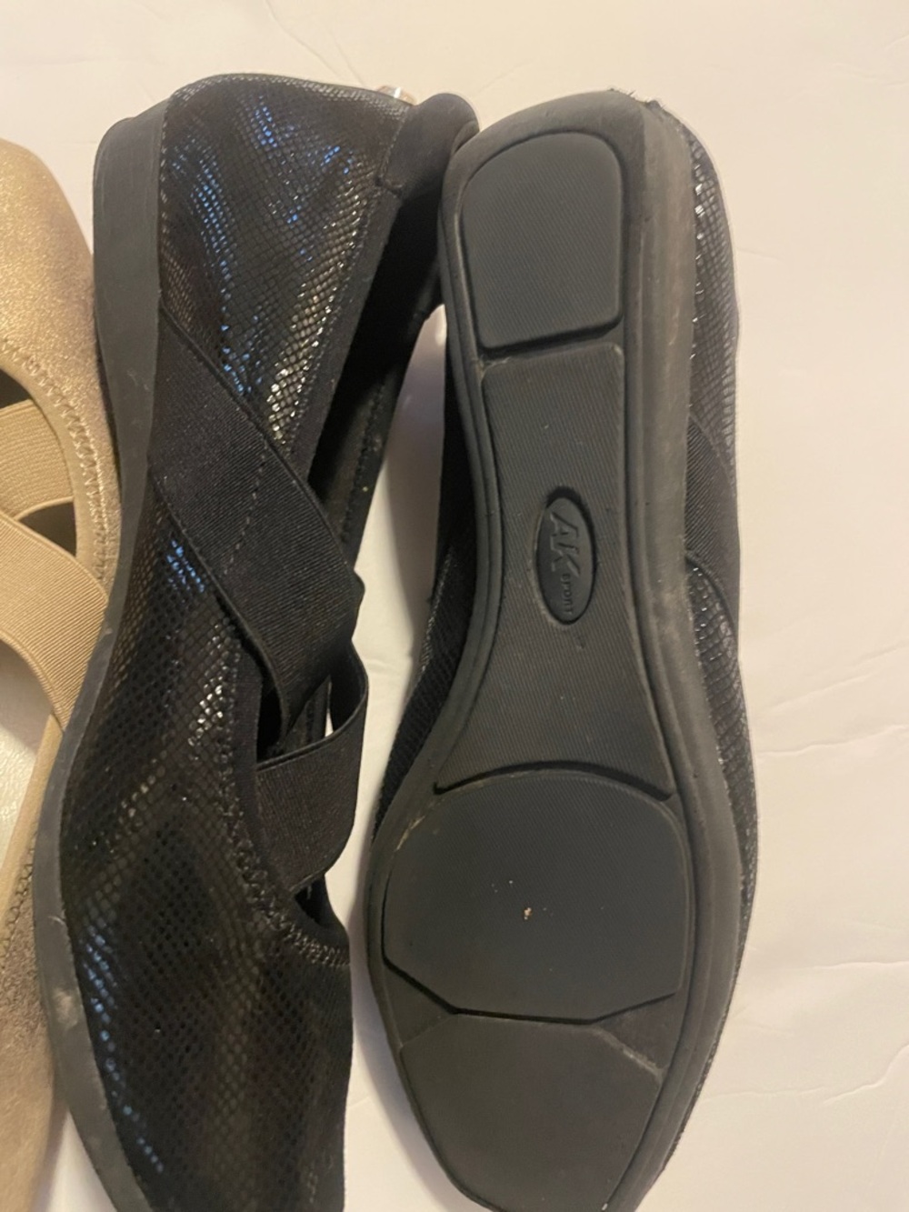 Anne Klein Sport Crisscross Ballet Flats in Beige and Black - Picture 6 of 8